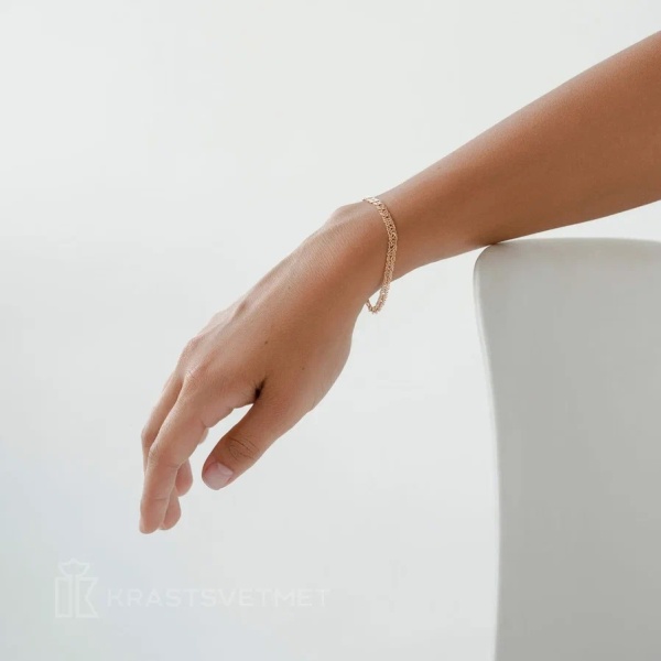 Браслет из красного золота, плетение «Ромб тройной»